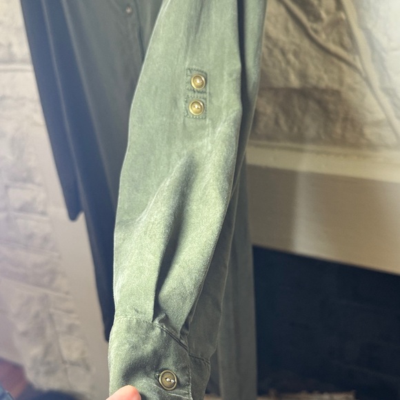 Banana Republic Olive Green Long Sleeve Shirt Dress - Picture 5 of 6